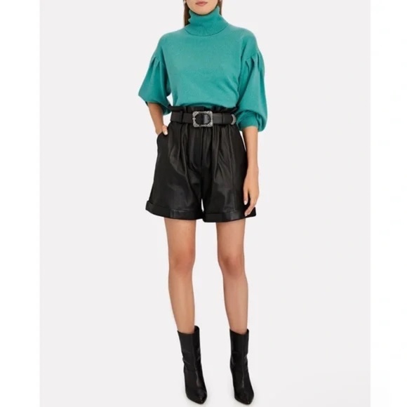 Intermix Taylor Cashmere Turtleneck Sweater | Green - Picture 5 of 10